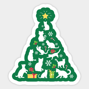 White Cats Christmas Tree Sticker